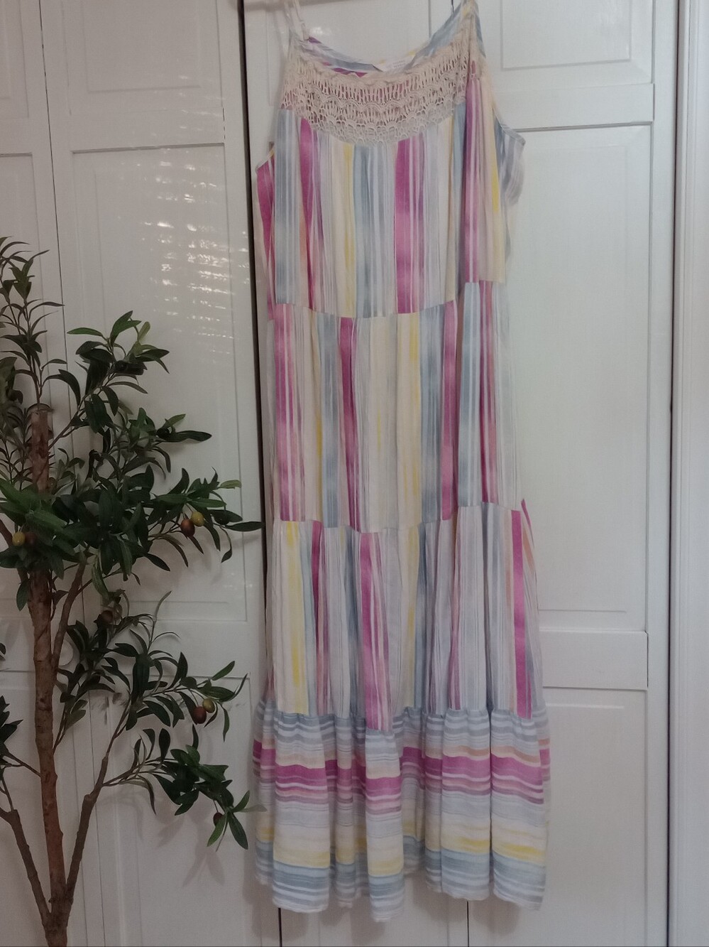 πΏπLC Lauren Conrad Striped Plus Size Maxi Dress with Lace Yoke Size 3X ππΏ - Picture 6 of 12